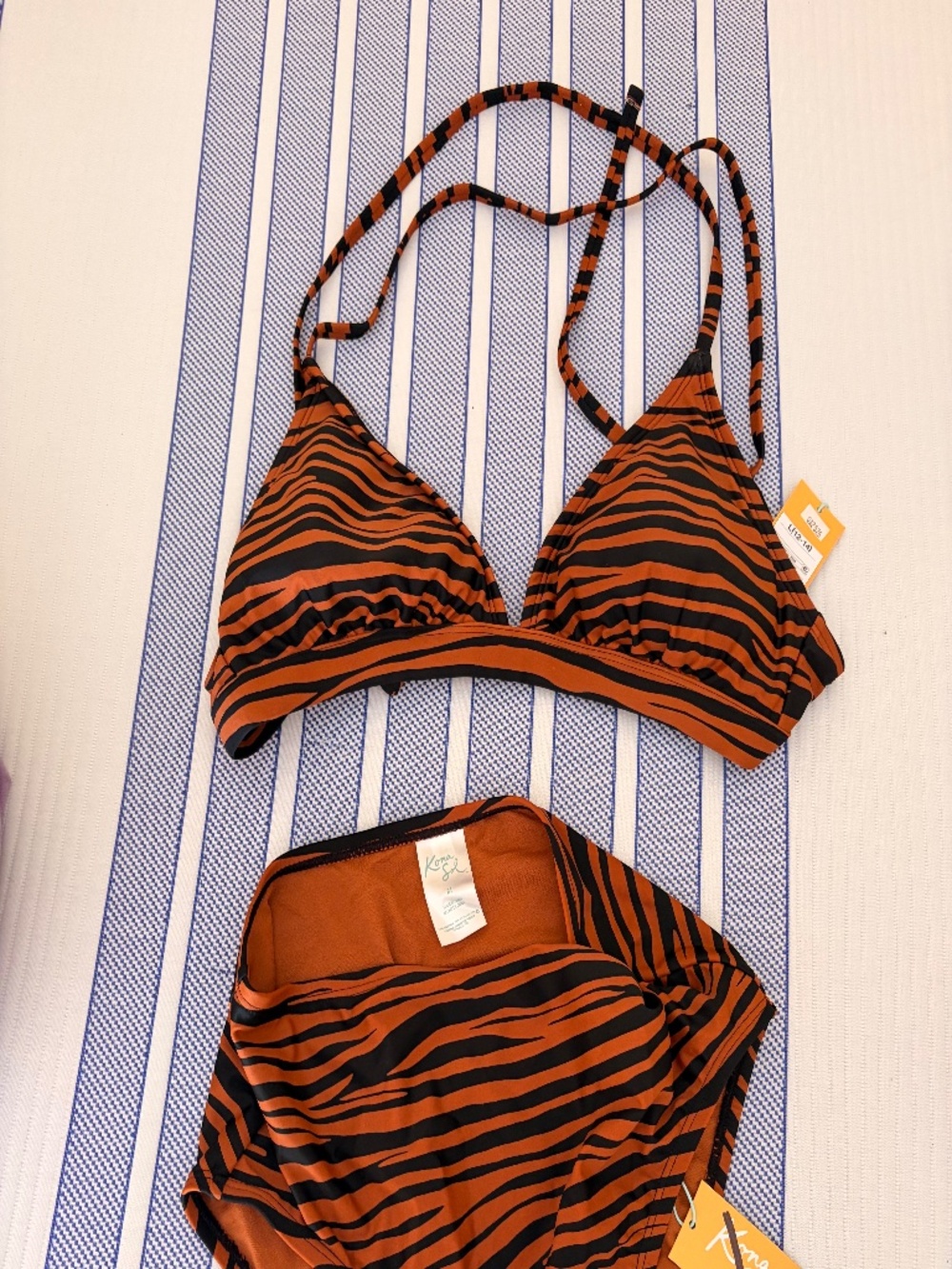 Kona Sol Nwt zebra print high waisted bikini